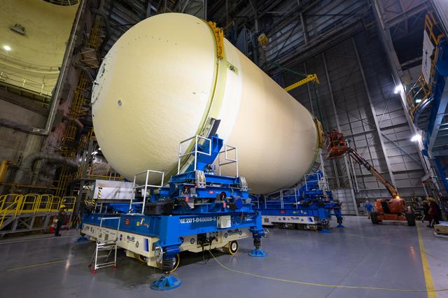 NASA image: Artemis III Liquid Oxygen Tank Lifted to Mate to Intertank 